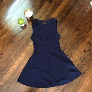 Cute Navy Blue Scallop Dress